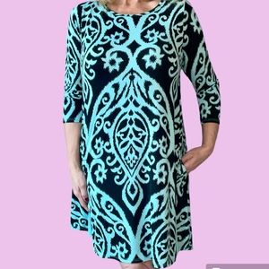 3/4 SLEEVE DRESS WITH ROUND NECK